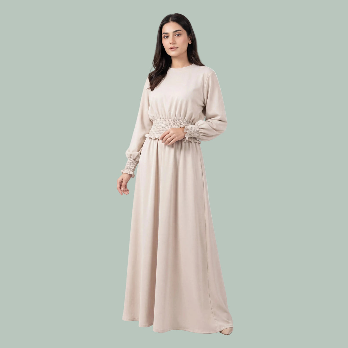 Latte Smocked Waist Maxi