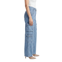Blue Cargo Wide Leg Jeans