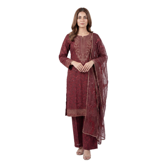 Mohagni Gulnoor Ruby Ember – 3PC Lawn Suit