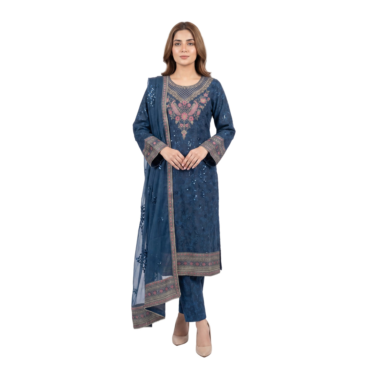 Mohagni Gulnoor Sapphire Bloom – 3PC Lawn Suit